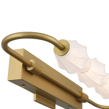 Golden Lighting Geode Integrated LED 27in Outdoor Wall in Satin Brushed Gold with Fluted Striped Glass - - Golden Lighting