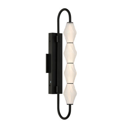 Golden Lighting Geode Integrated LED 27in Outdoor Wall in Matte Black with Fluted Striped Glass