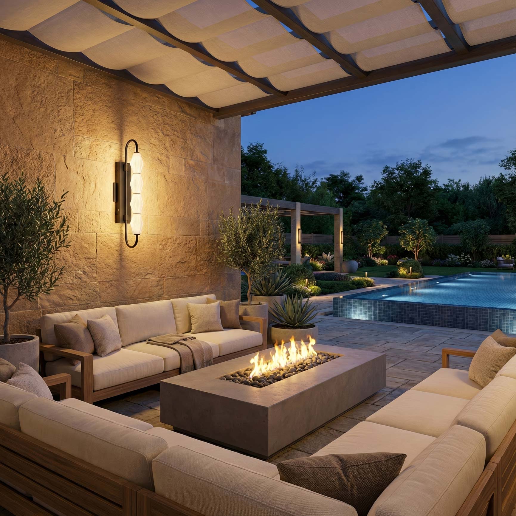 Golden Lighting Geode Integrated LED 27in Outdoor Wall in Matte Black with Fluted Striped Glass