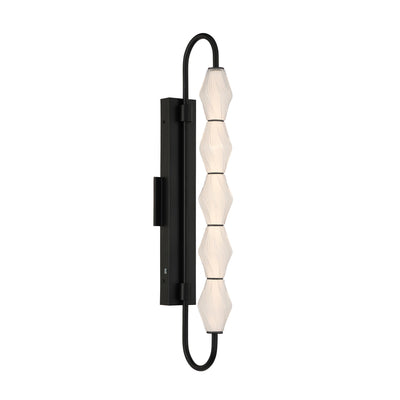 Golden Lighting Geode Integrated LED 32in Outdoor Wall in Matte Black with Fluted Striped Glass - - Golden Lighting
