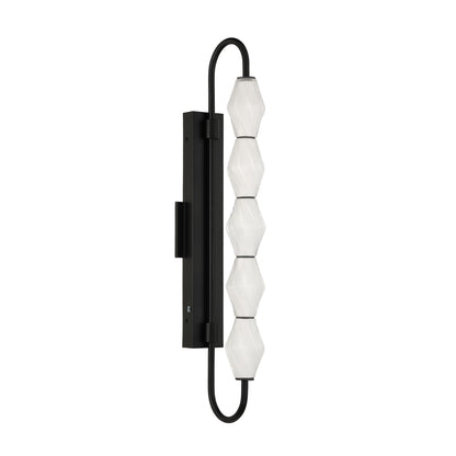 Golden Lighting Geode Integrated LED 32in Outdoor Wall in Matte Black with Fluted Striped Glass - - Golden Lighting