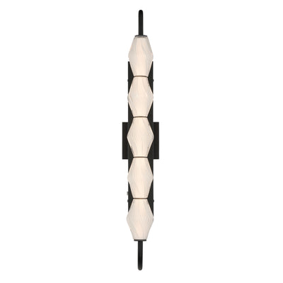 Golden Lighting Geode Integrated LED 32in Outdoor Wall in Matte Black with Fluted Striped Glass - - Golden Lighting
