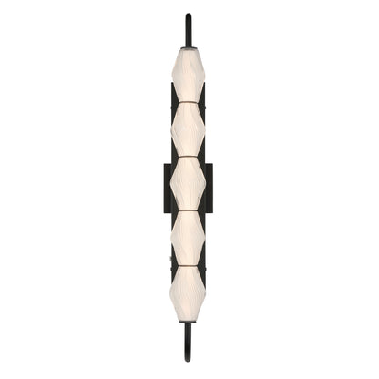 Golden Lighting Geode Integrated LED 32in Outdoor Wall in Matte Black with Fluted Striped Glass - - Golden Lighting