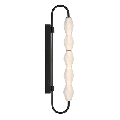Golden Lighting Geode Integrated LED 32in Outdoor Wall in Matte Black with Fluted Striped Glass - - Golden Lighting