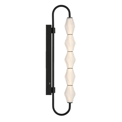 Golden Lighting Geode Integrated LED 32in Outdoor Wall in Matte Black with Fluted Striped Glass - - Golden Lighting