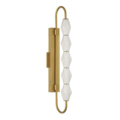 Golden Lighting Geode Integrated LED 32in Outdoor Wall in Satin Brushed Gold with Fluted Striped Glass - - Golden Lighting