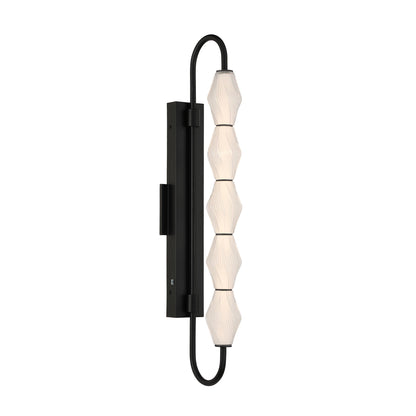 Golden Lighting Geode Integrated LED 32in Outdoor Wall in Matte Black with Fluted Striped Glass