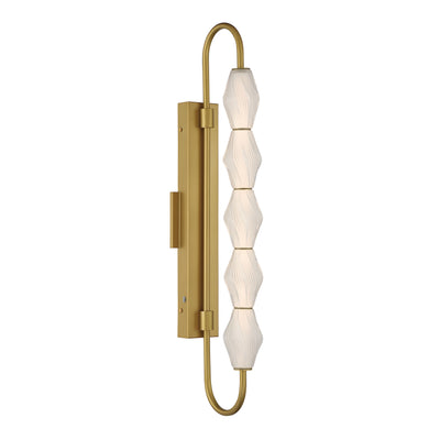 Golden Lighting Geode Integrated LED 32in Outdoor Wall in Satin Brushed Gold with Fluted Striped Glass - Default Title - Golden Lighting
