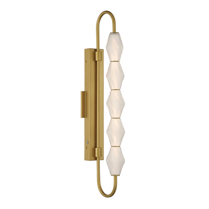 Golden Lighting Geode Integrated LED 32in Outdoor Wall in Satin Brushed Gold with Fluted Striped Glass - Default Title - Golden Lighting