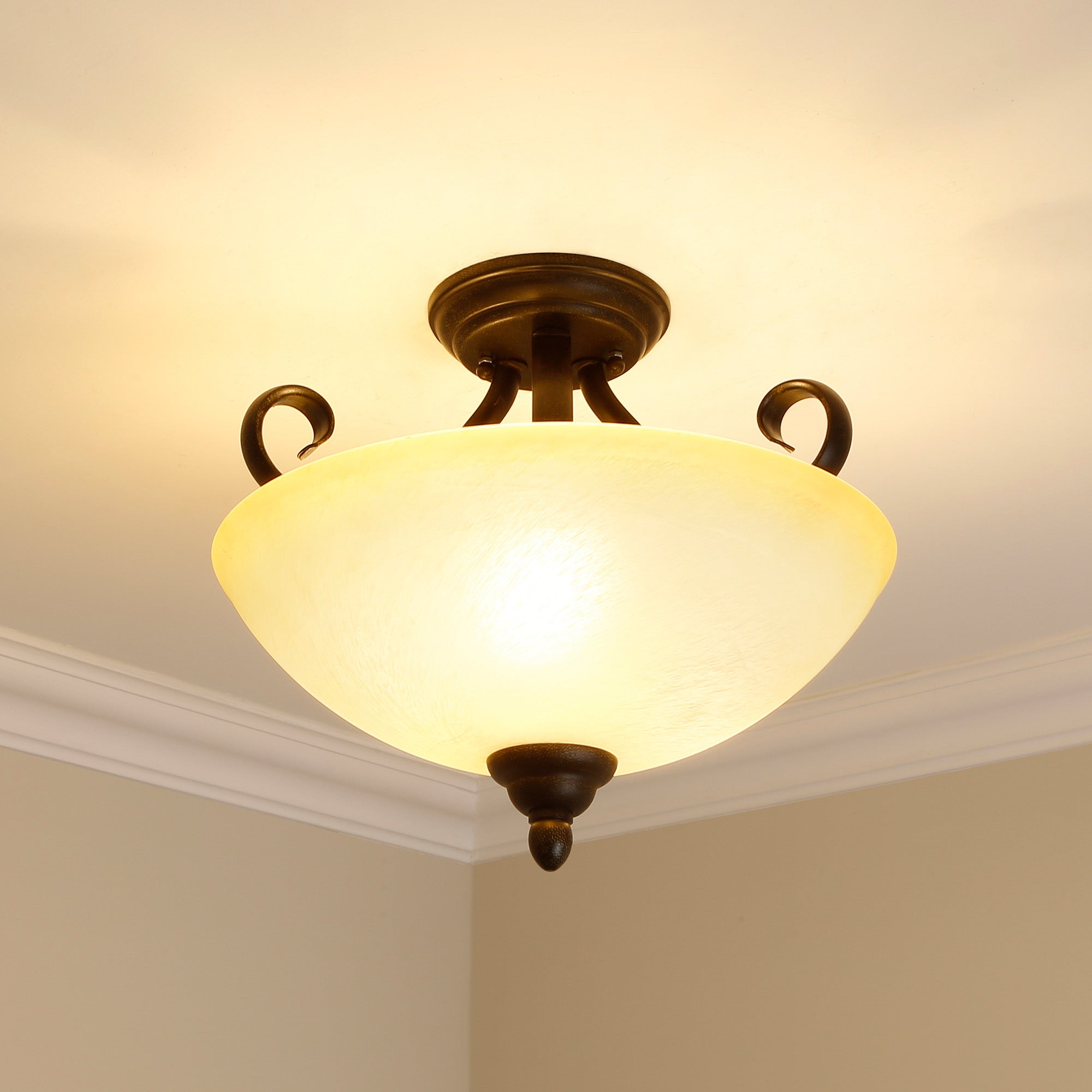 Riverton 3-light Semi-Flush Mount in Peppercorn