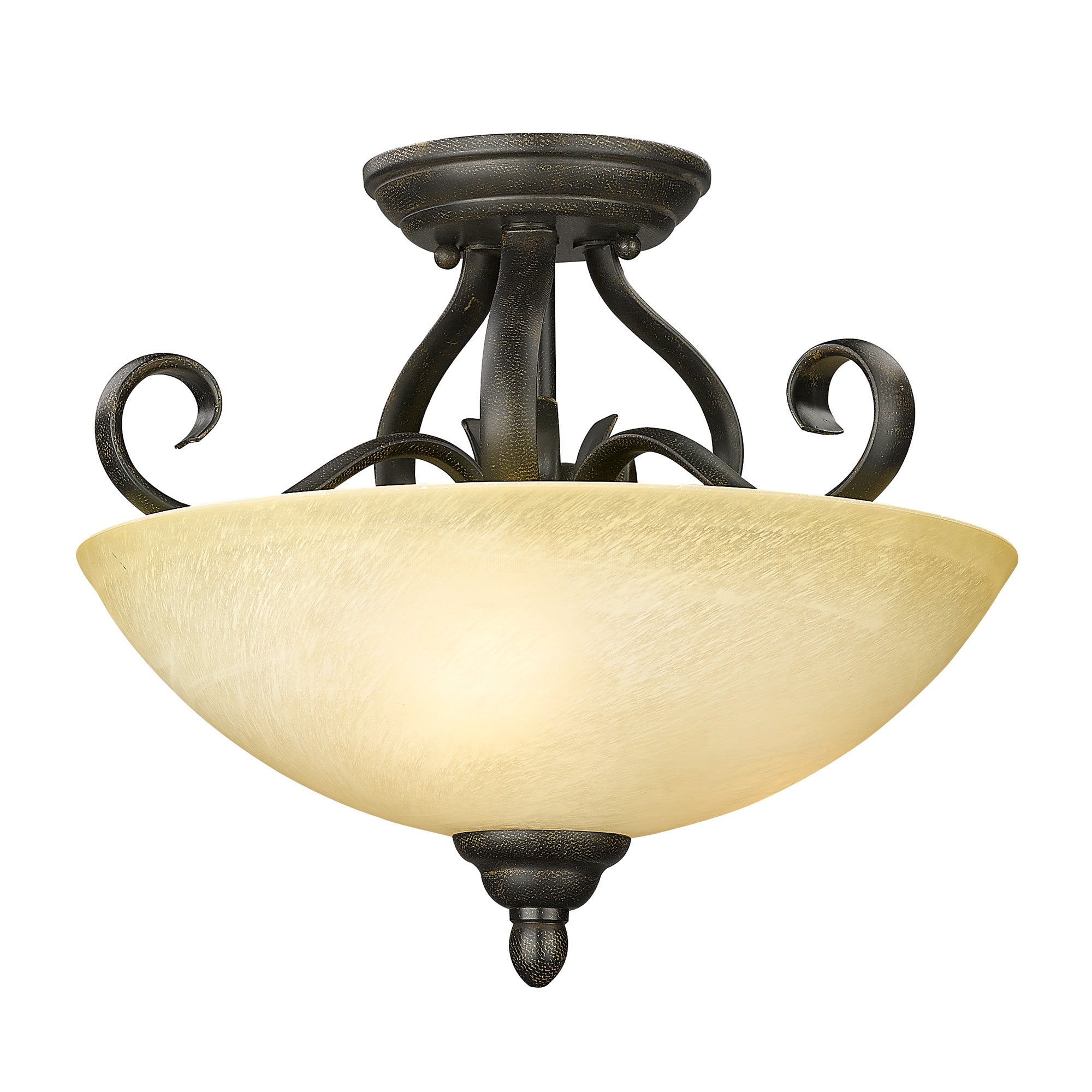 Riverton Semi-Flush in Peppercorn with Linen Swirl Glass - - Golden Lighting