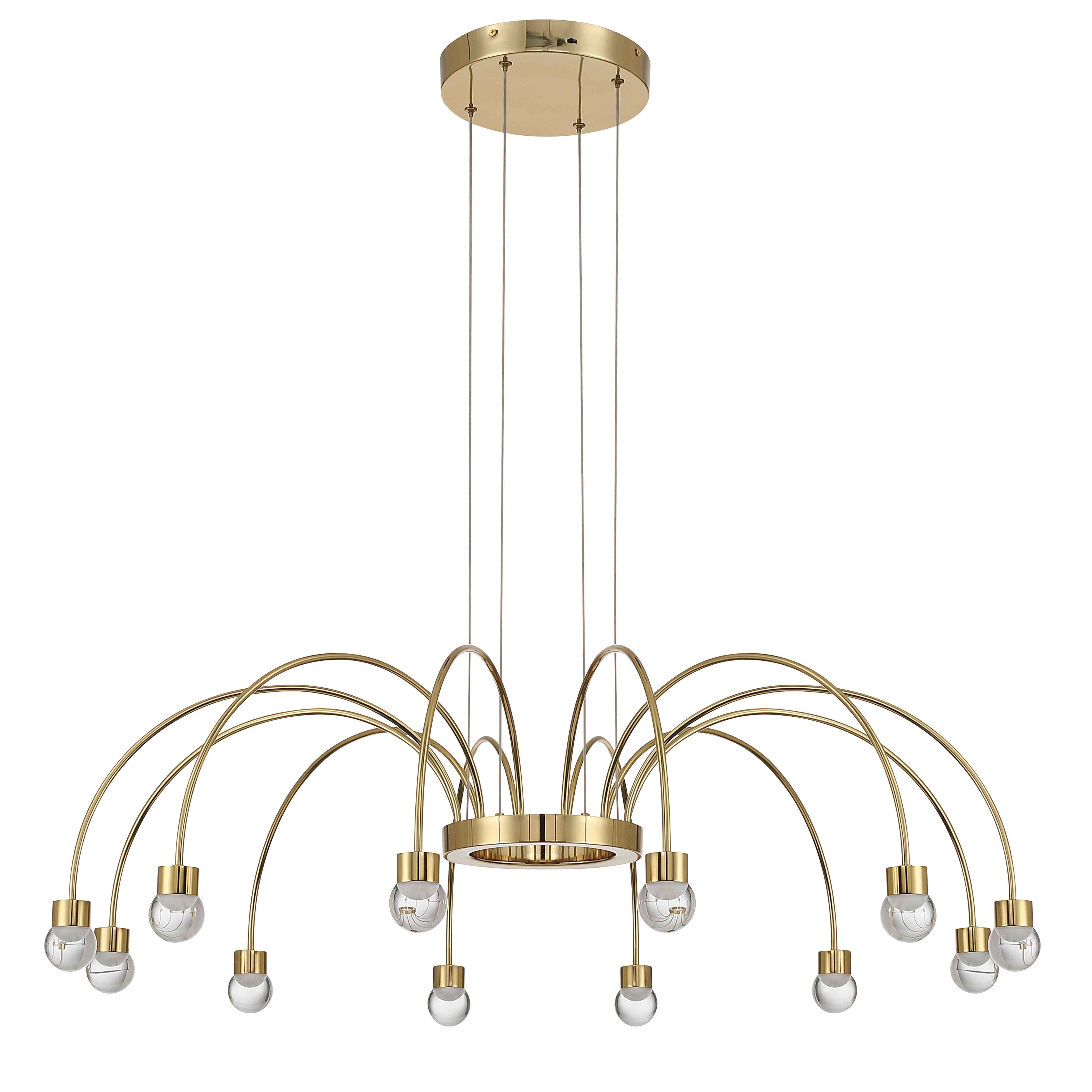 Vario 12 light Chandelier in Titanium Gold with Globe diffusers - - Golden Lighting