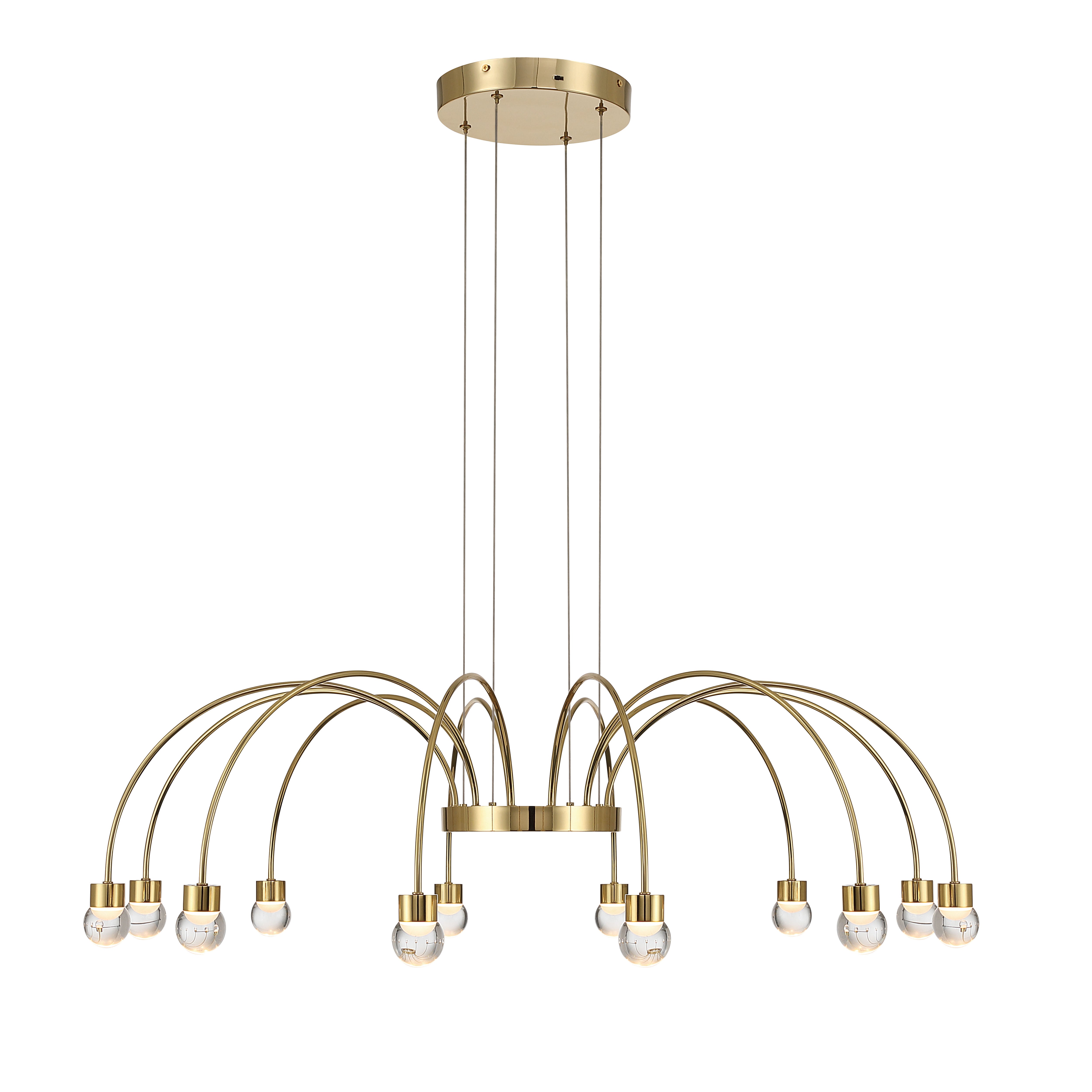 Vario 12 light Chandelier in Titanium Gold with Globe diffusers - - Golden Lighting