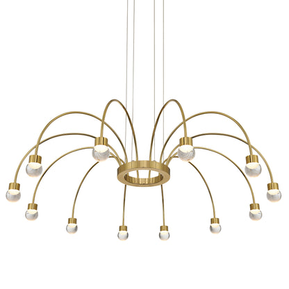 Vario 12 light Chandelier in Titanium Gold with Globe diffusers - - Golden Lighting
