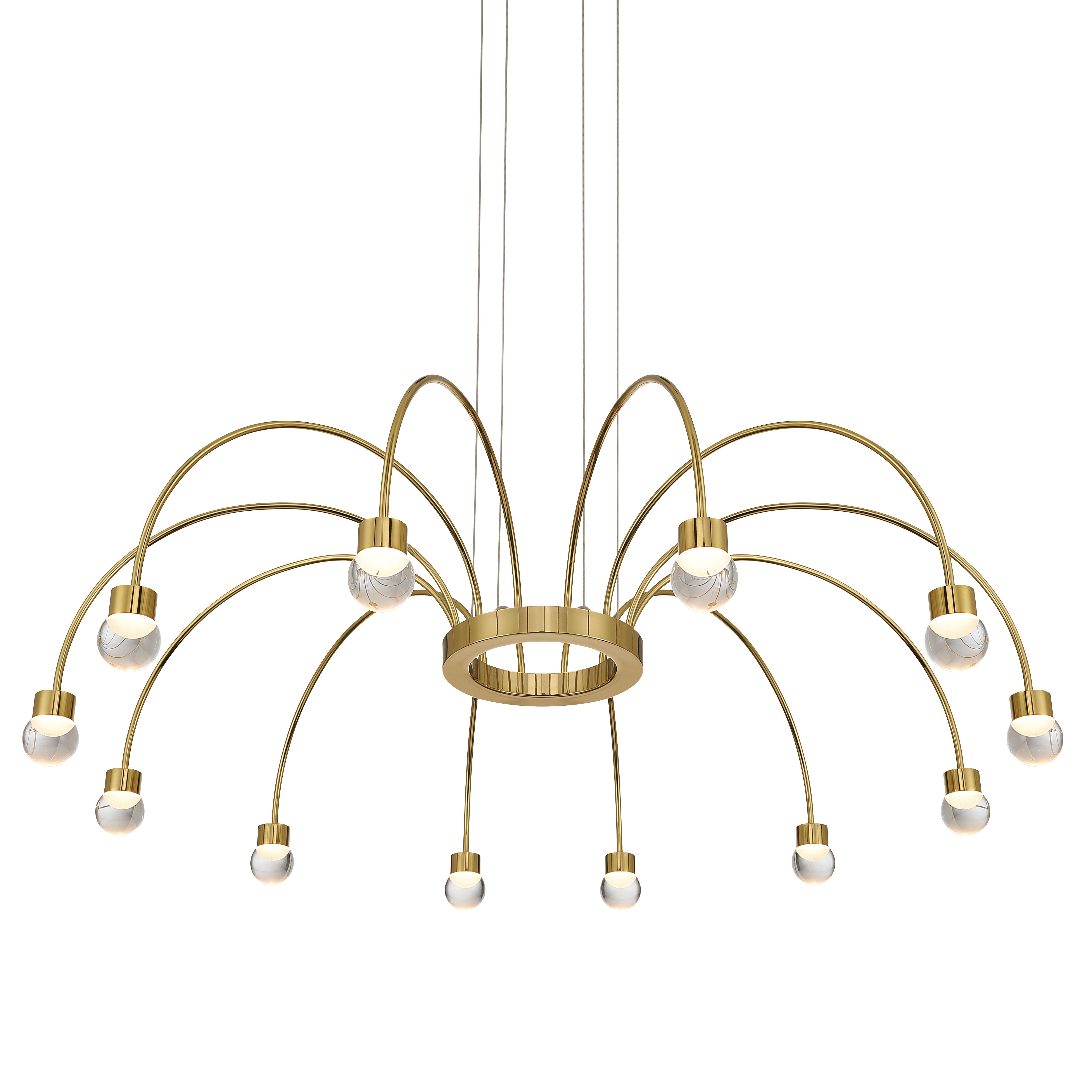 Vario 12 light Chandelier in Titanium Gold with Globe diffusers - - Golden Lighting