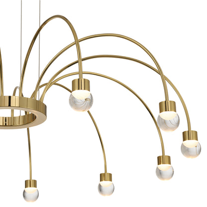 Vario 12 light Chandelier in Titanium Gold with Globe diffusers - - Golden Lighting