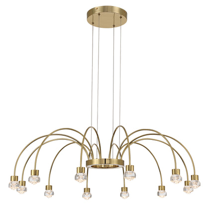 Vario Integrated LED 12 light Chandelier in Titanium Gold with Rose diffusers - - Golden Lighting