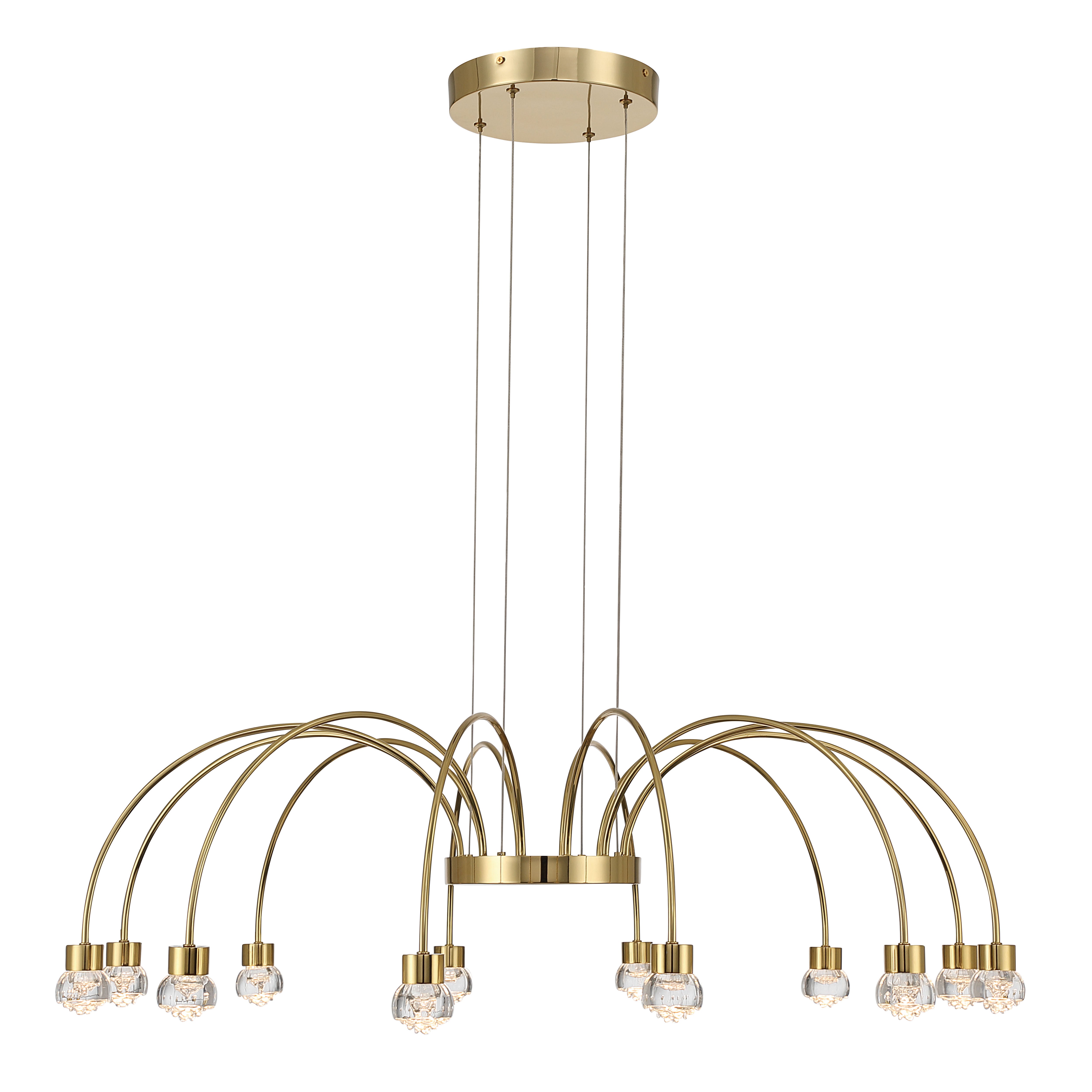 Vario Integrated LED 12 light Chandelier in Titanium Gold with Rose diffusers - - Golden Lighting