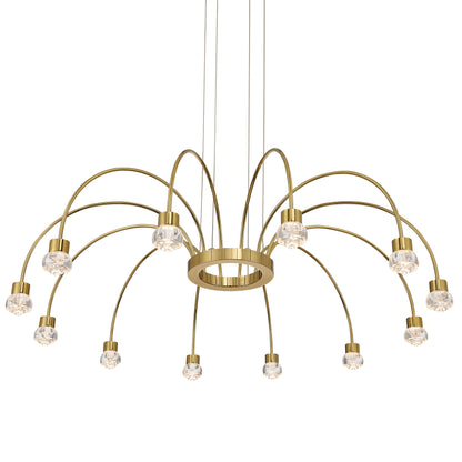 Vario Integrated LED 12 light Chandelier in Titanium Gold with Rose diffusers - - Golden Lighting