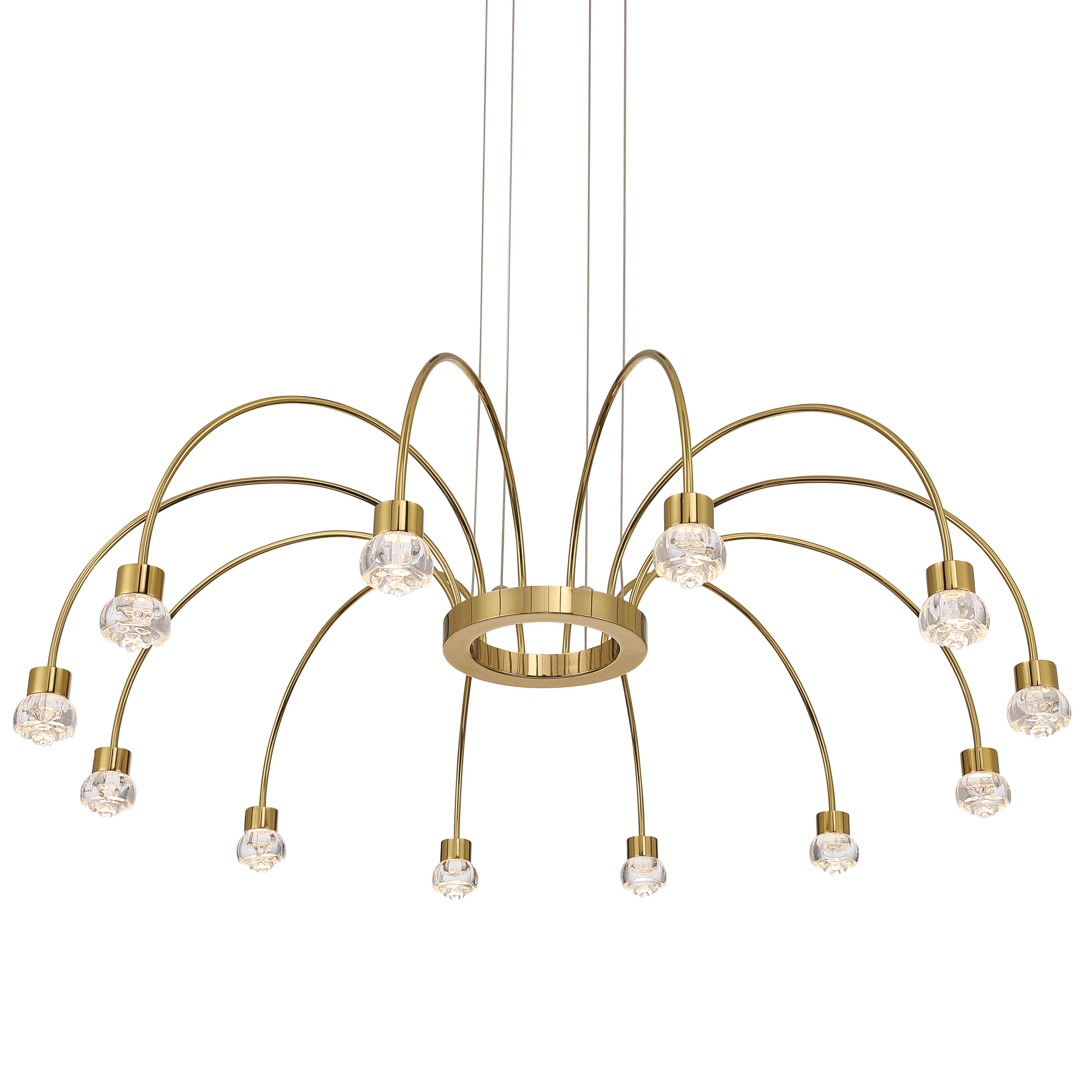Vario Integrated LED 12 light Chandelier in Titanium Gold with Rose diffusers - - Golden Lighting