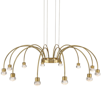 Vario Integrated LED 12 light Chandelier in Titanium Gold with Rose diffusers - - Golden Lighting