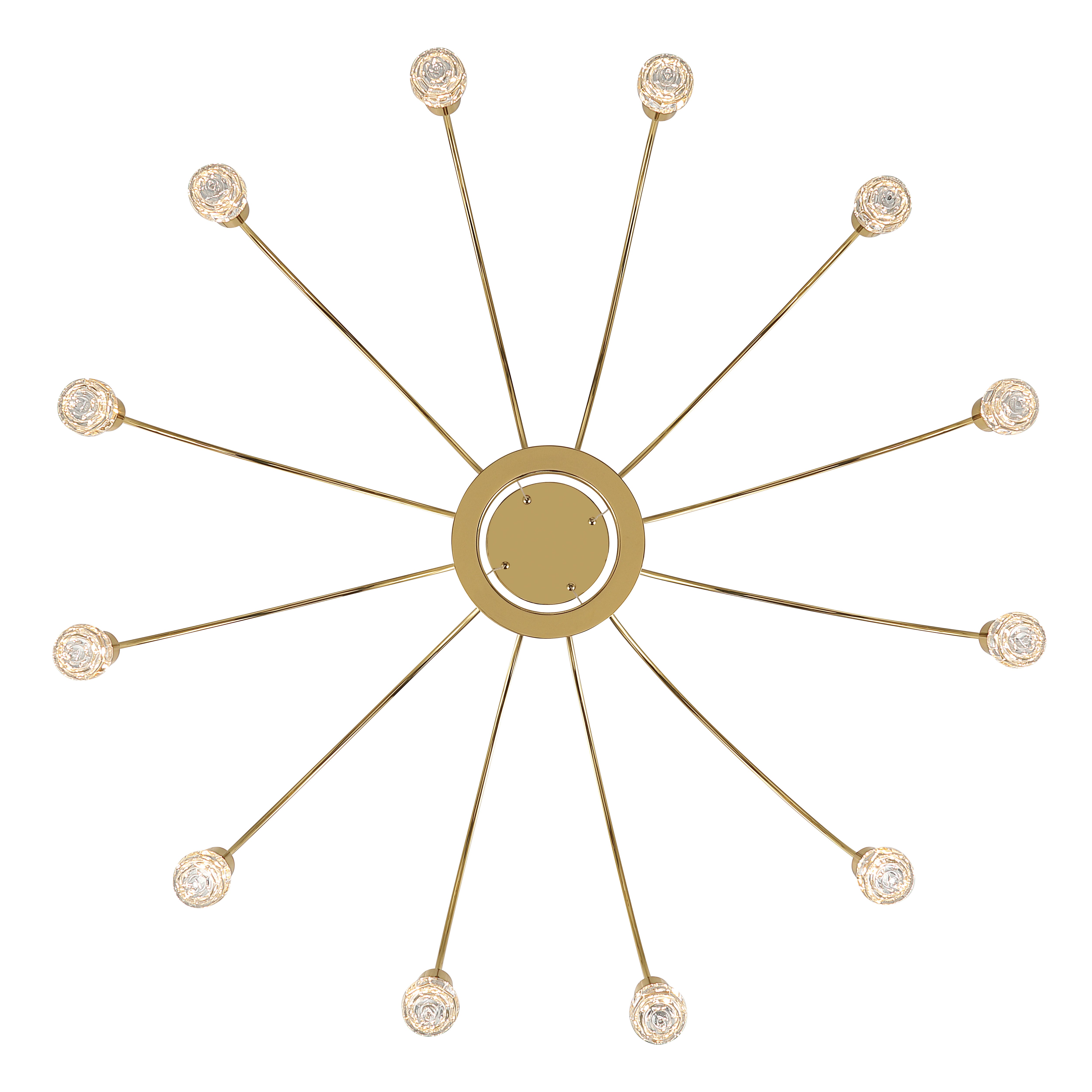 Vario Integrated LED 12 light Chandelier in Titanium Gold with Rose diffusers - - Golden Lighting