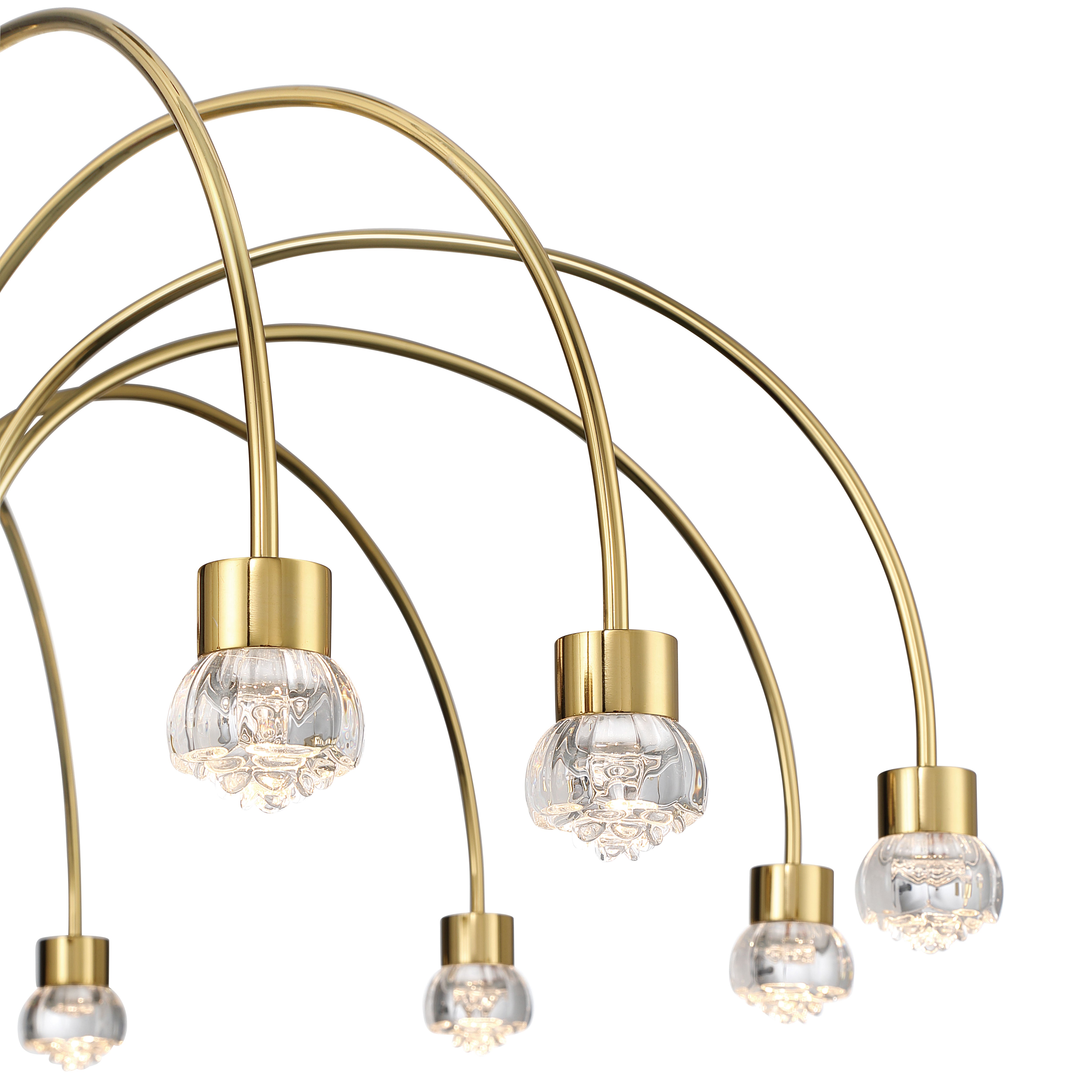 Vario Integrated LED 12 light Chandelier in Titanium Gold with Rose diffusers - - Golden Lighting