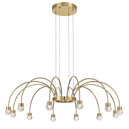 Vario Integrated LED 12 light Chandelier in Titanium Gold with Crystal diffusers - - Golden Lighting