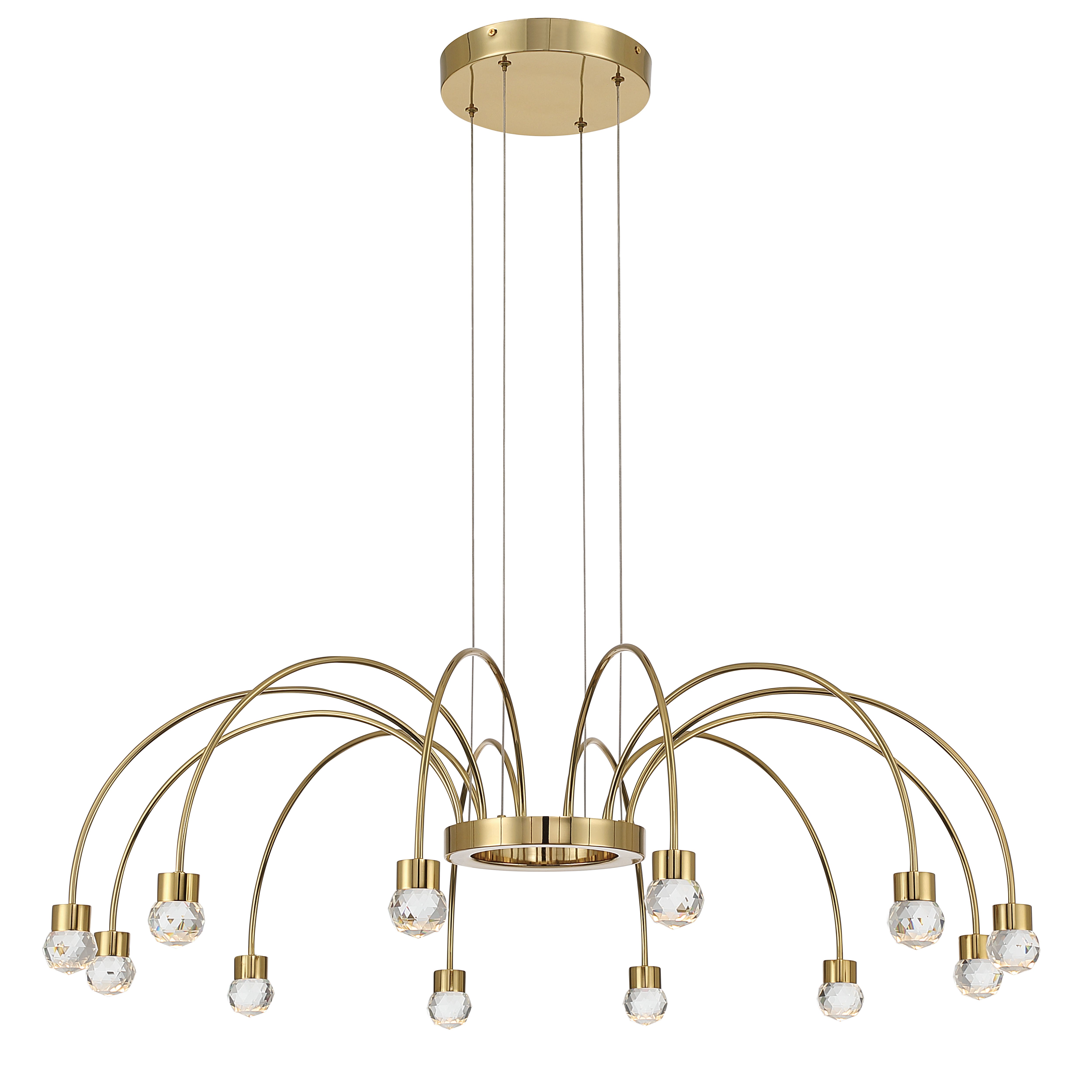 Vario Integrated LED 12 light Chandelier in Titanium Gold with Crystal diffusers - - Golden Lighting