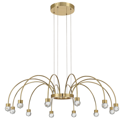 Vario Integrated LED 12 light Chandelier in Titanium Gold with Crystal diffusers - - Golden Lighting