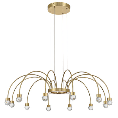Vario Integrated LED 12 light Chandelier in Titanium Gold with Crystal diffusers - - Golden Lighting
