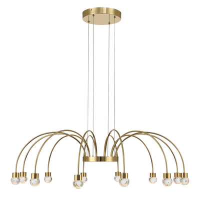 Vario Integrated LED 12 light Chandelier in Titanium Gold with Crystal diffusers - - Golden Lighting