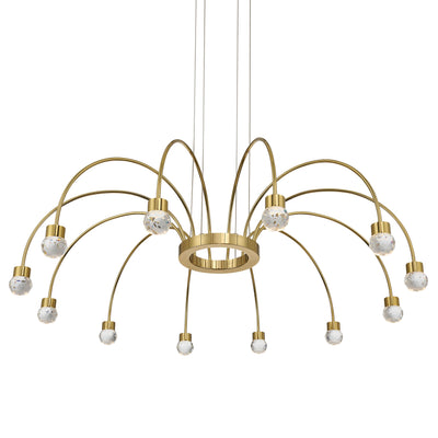 Vario Integrated LED 12 light Chandelier in Titanium Gold with Crystal diffusers - - Golden Lighting