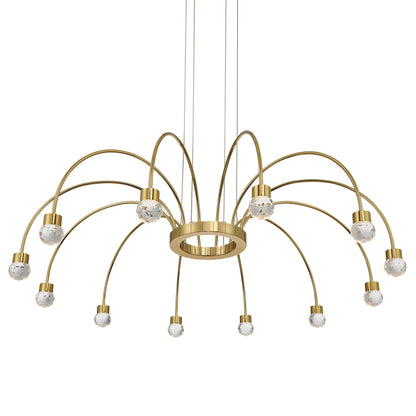 Vario Integrated LED 12 light Chandelier in Titanium Gold with Crystal diffusers - - Golden Lighting