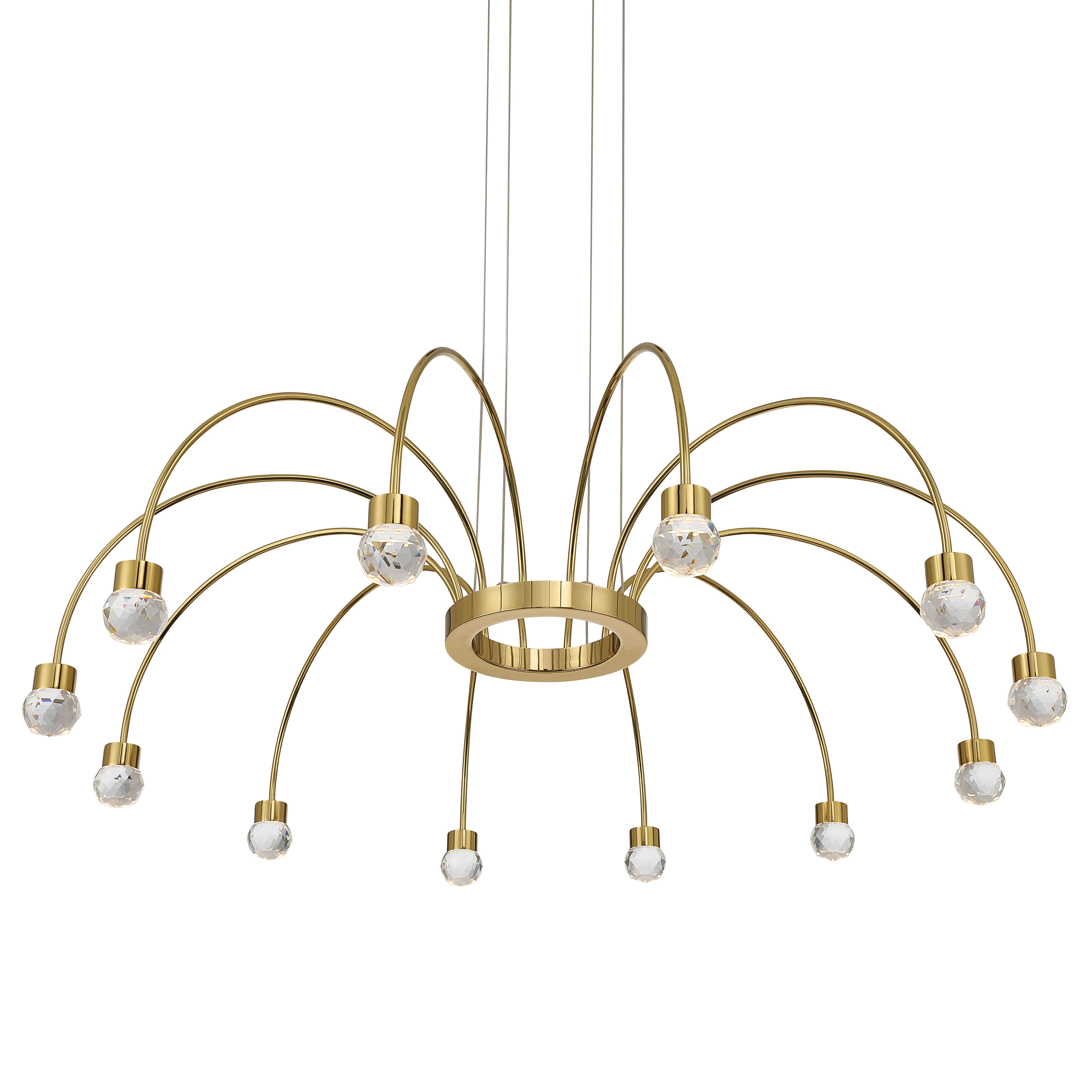 Vario Integrated LED 12 light Chandelier in Titanium Gold with Crystal diffusers - - Golden Lighting