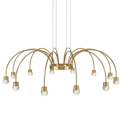 Vario Integrated LED 12 light Chandelier in Titanium Gold with Crystal diffusers - - Golden Lighting