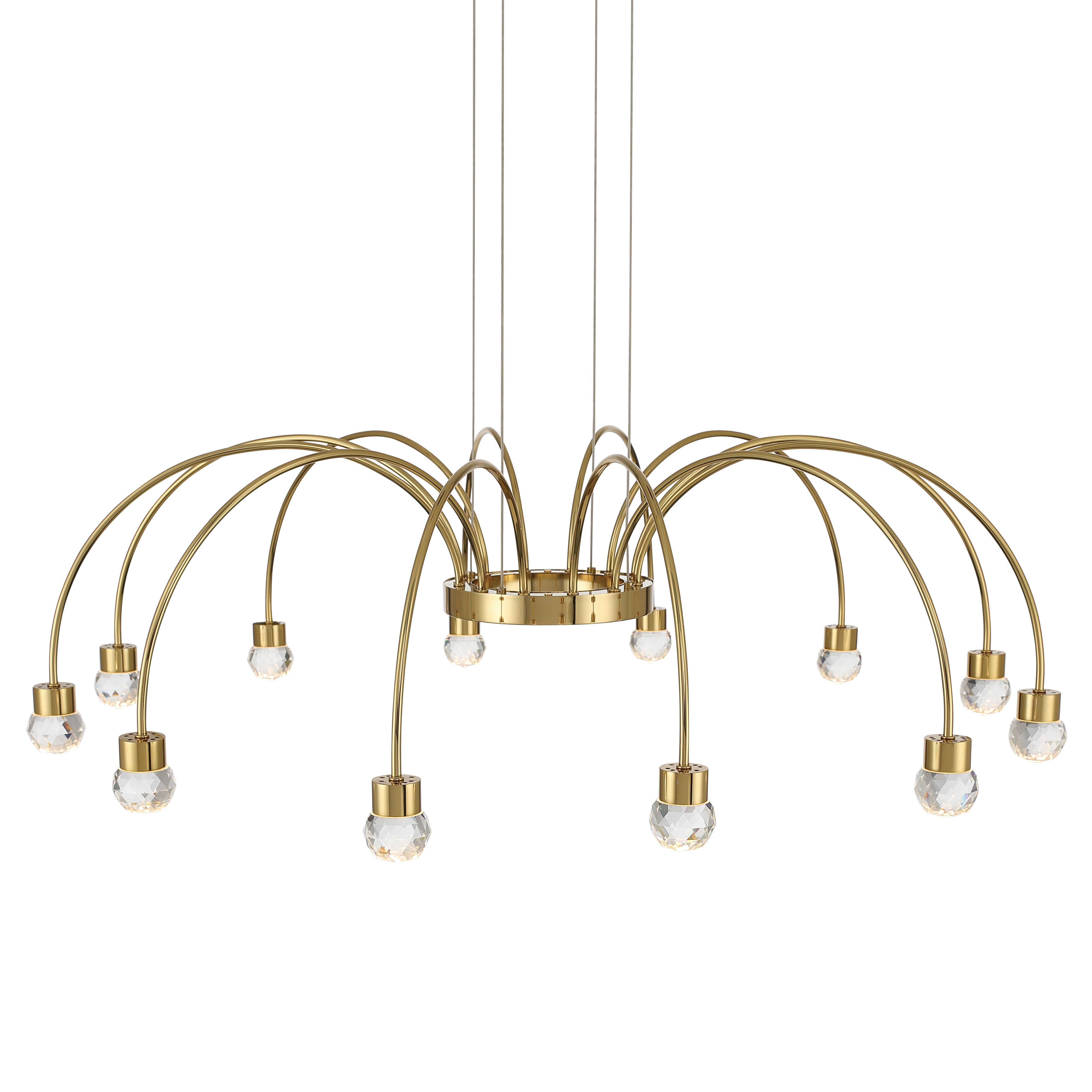 Vario Integrated LED 12 light Chandelier in Titanium Gold with Crystal diffusers - - Golden Lighting