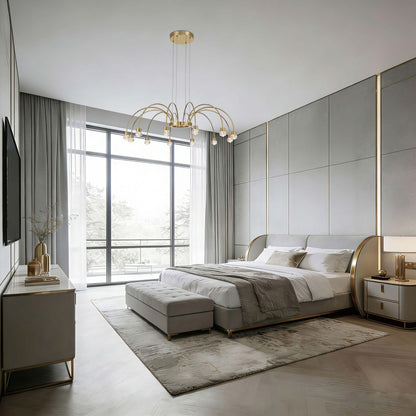 Yep by Golden Lighting Vario Integrated LED 12 light Chandelier in Titanium Gold with Rose diffusers - - Golden Lighting