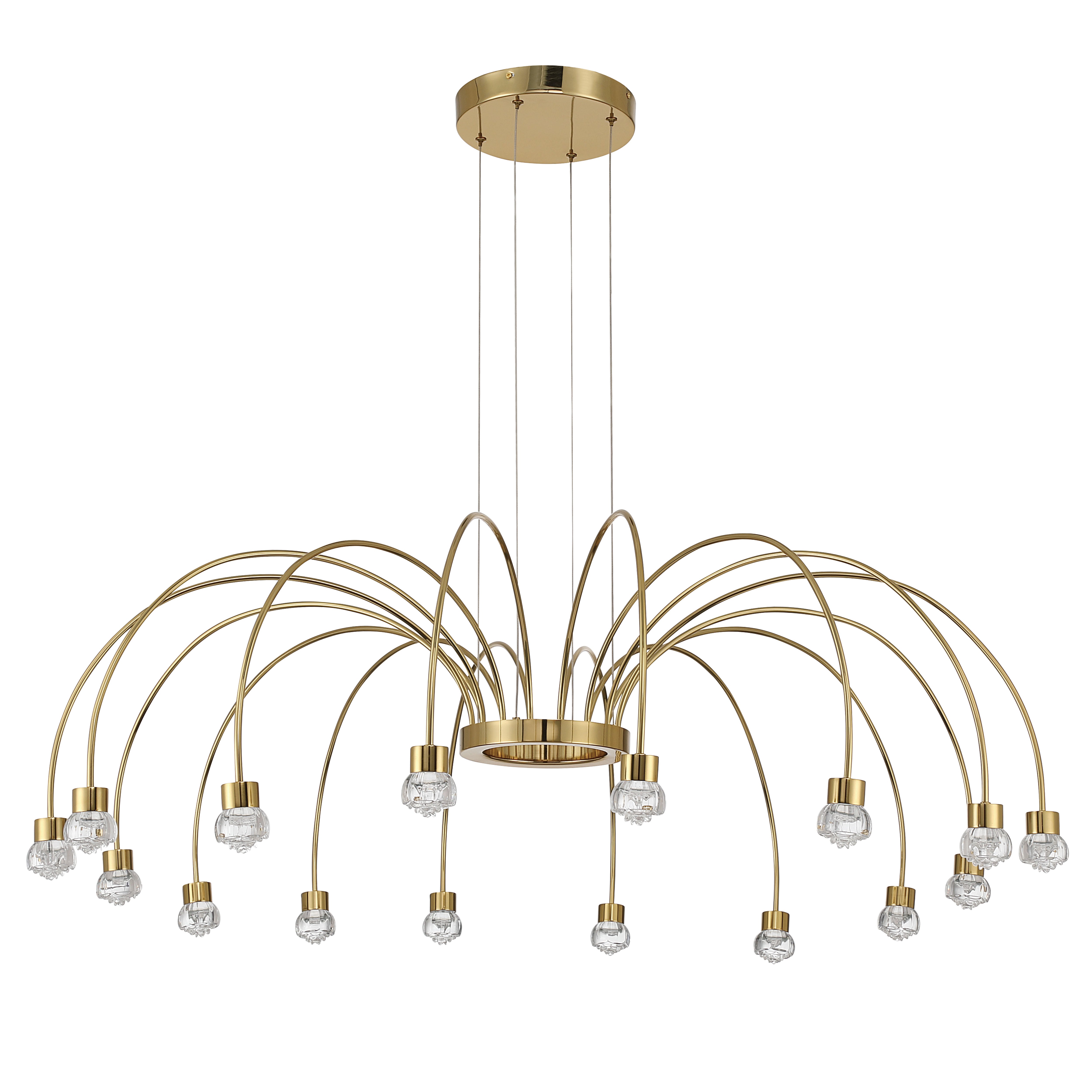 Vario Integrated LED 16 light Chandelier in Titanium Gold with Rose diffusers - - Golden Lighting