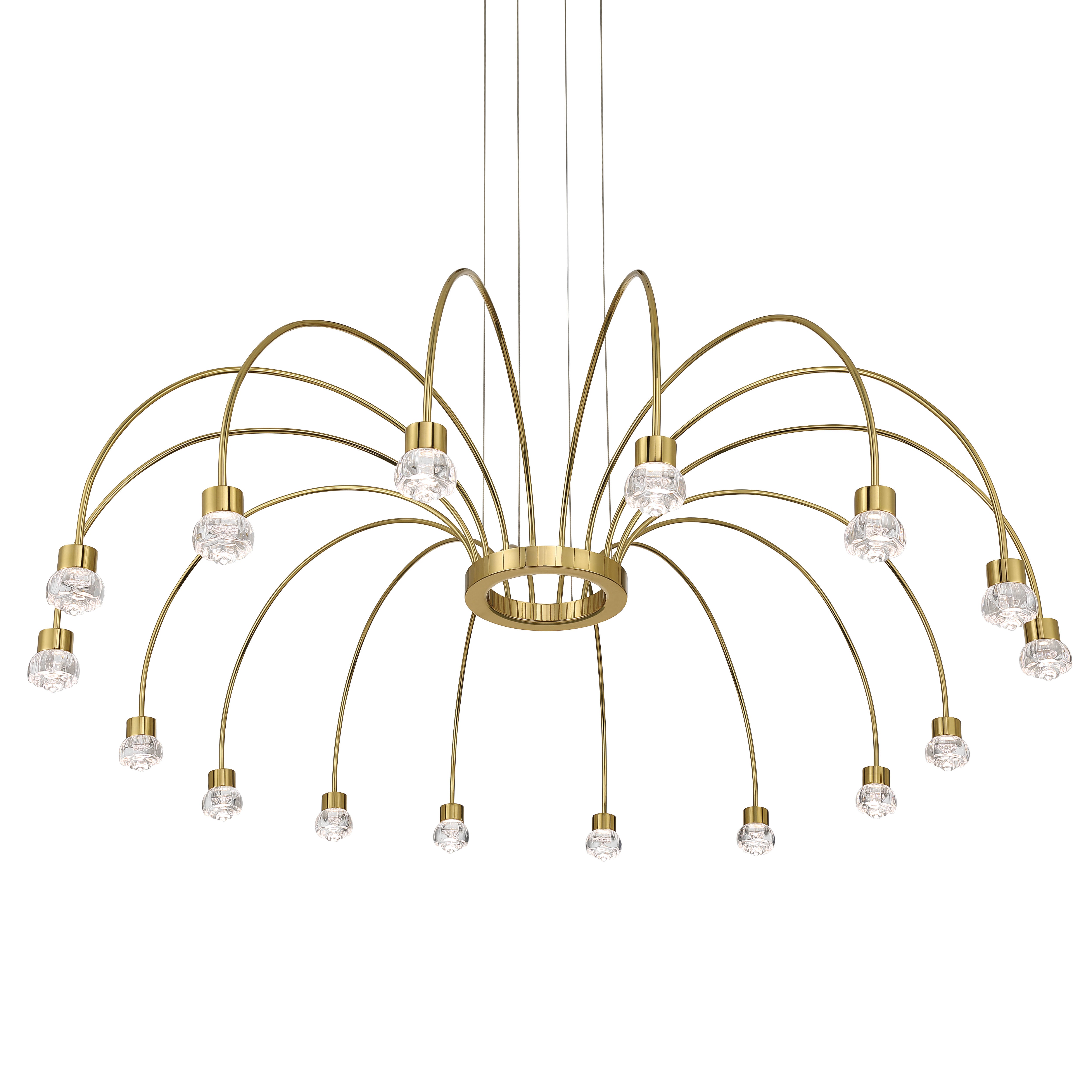 Vario Integrated LED 16 light Chandelier in Titanium Gold with Rose diffusers - - Golden Lighting