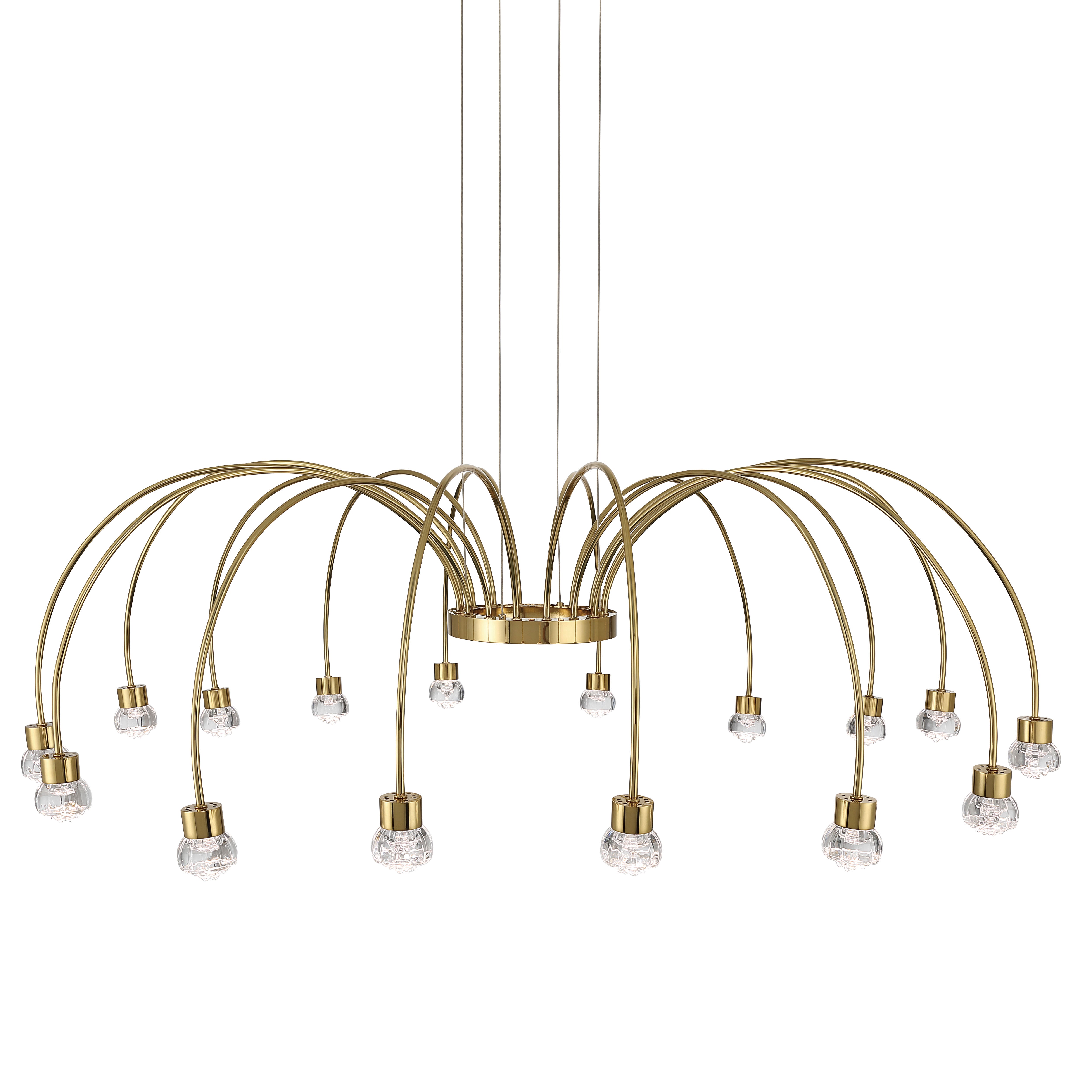 Vario Integrated LED 16 light Chandelier in Titanium Gold with Rose diffusers - - Golden Lighting