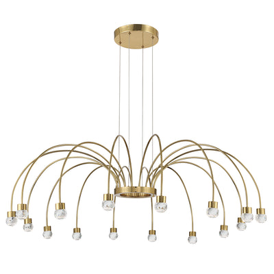 Vario Integrated LED 16 light Chandelier in Titanium Gold with Crystal diffusers - - Golden Lighting