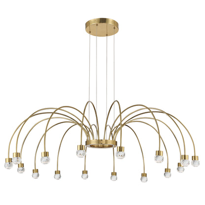 Vario Integrated LED 16 light Chandelier in Titanium Gold with Crystal diffusers - - Golden Lighting