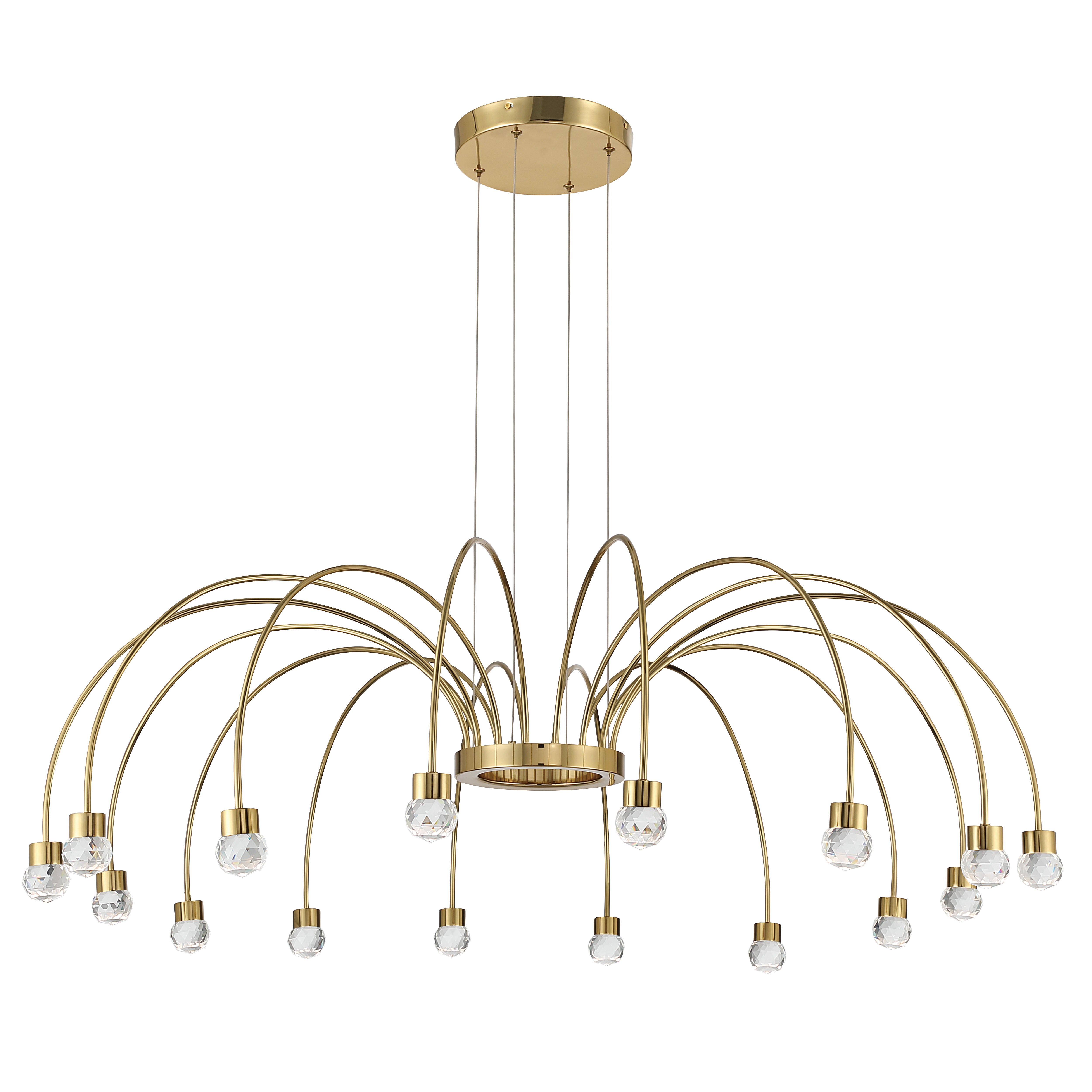 Vario Integrated LED 16 light Chandelier in Titanium Gold with Crystal diffusers - - Golden Lighting