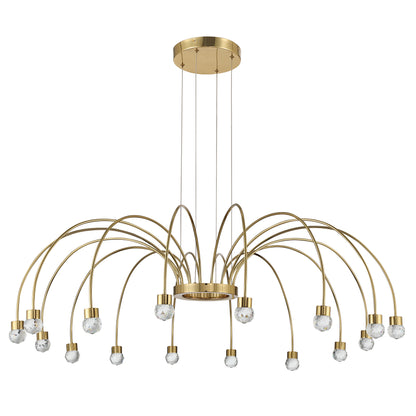 Vario Integrated LED 16 light Chandelier in Titanium Gold with Crystal diffusers - - Golden Lighting