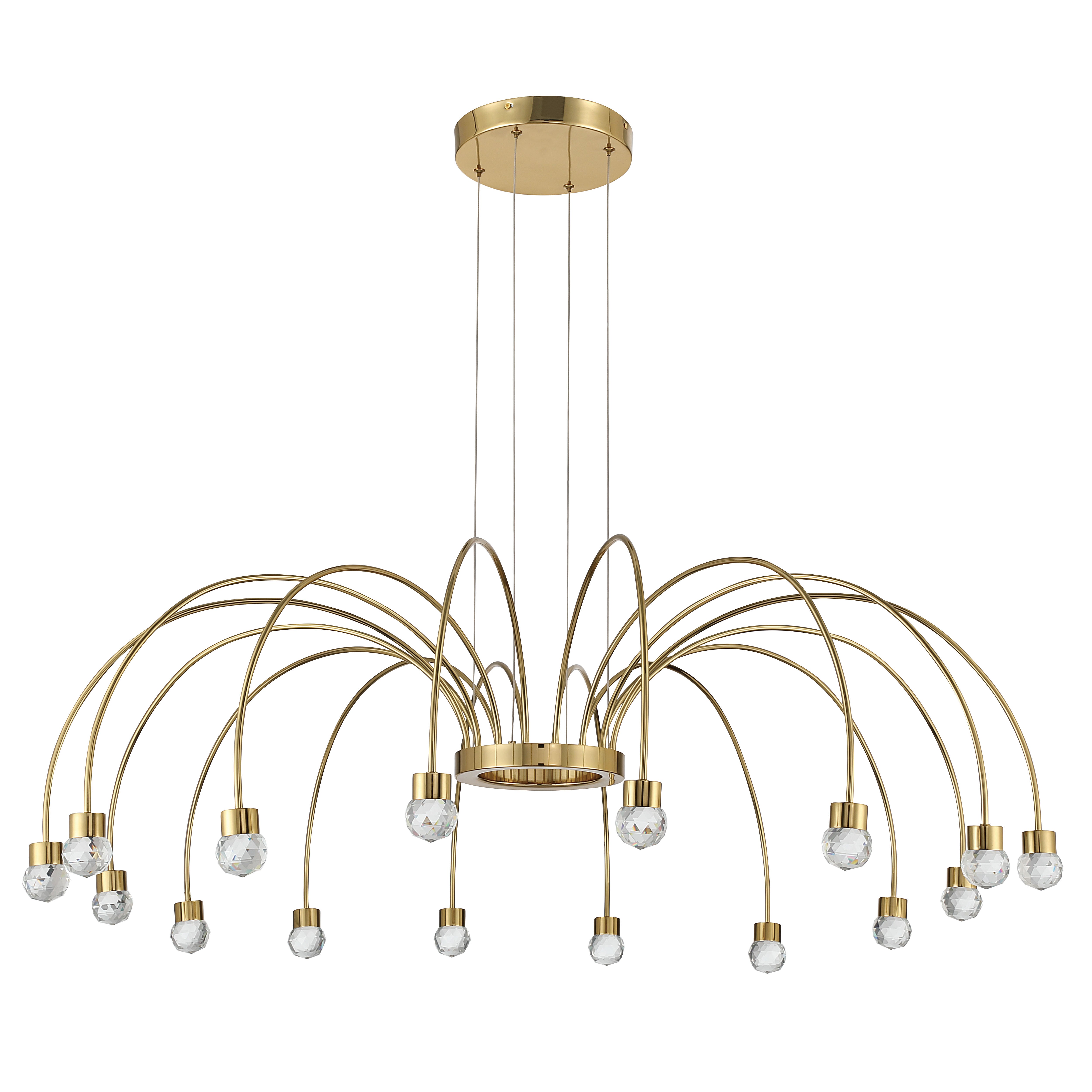 Vario Integrated LED 16 light Chandelier in Titanium Gold with Crystal diffusers - - Golden Lighting