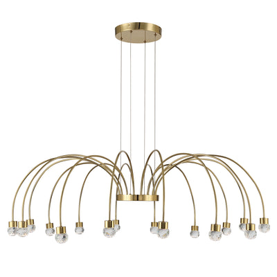 Vario Integrated LED 16 light Chandelier in Titanium Gold with Crystal diffusers - - Golden Lighting