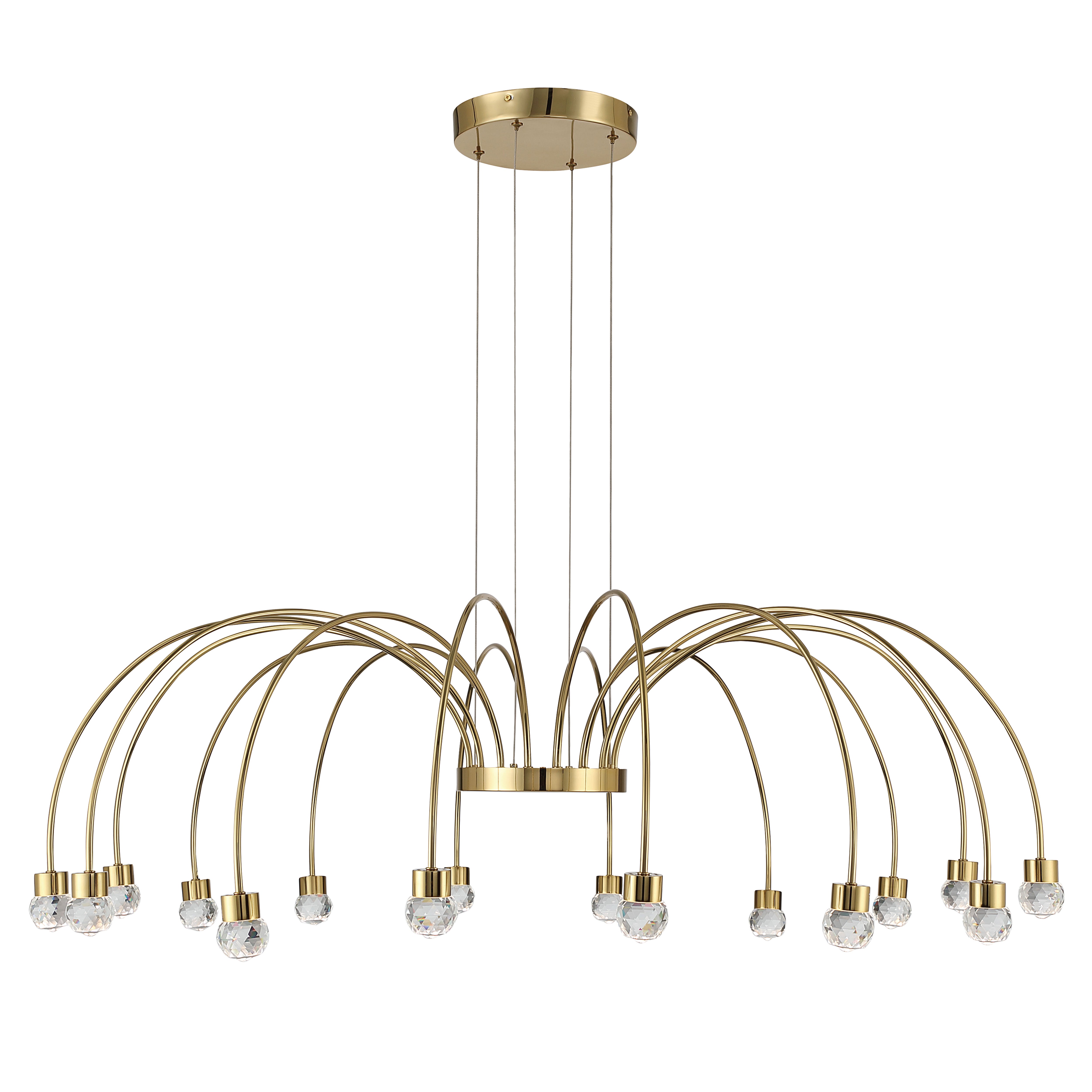 Vario Integrated LED 16 light Chandelier in Titanium Gold with Crystal diffusers - - Golden Lighting