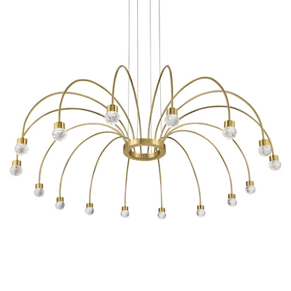 Vario Integrated LED 16 light Chandelier in Titanium Gold with Crystal diffusers - - Golden Lighting