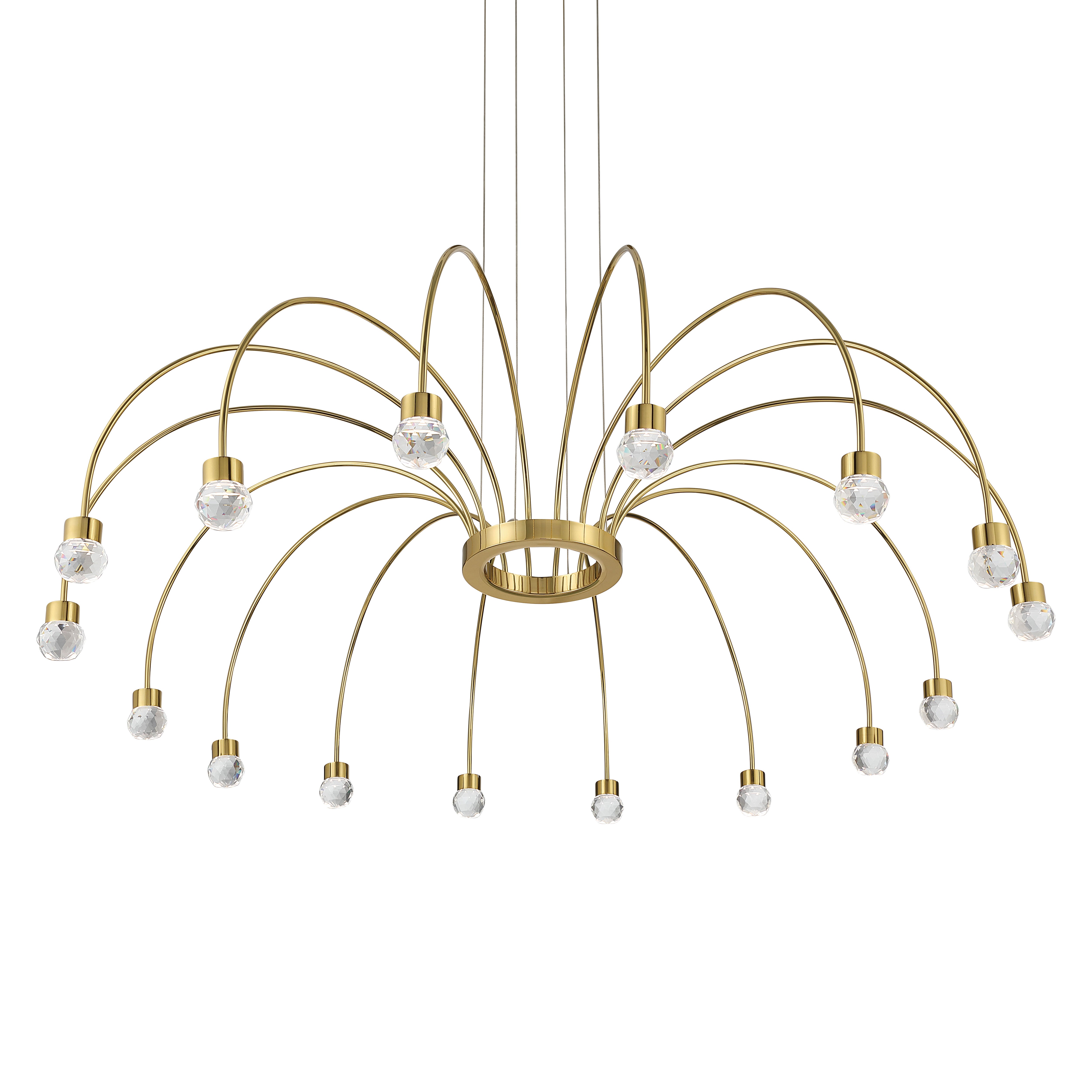 Vario Integrated LED 16 light Chandelier in Titanium Gold with Crystal diffusers - - Golden Lighting